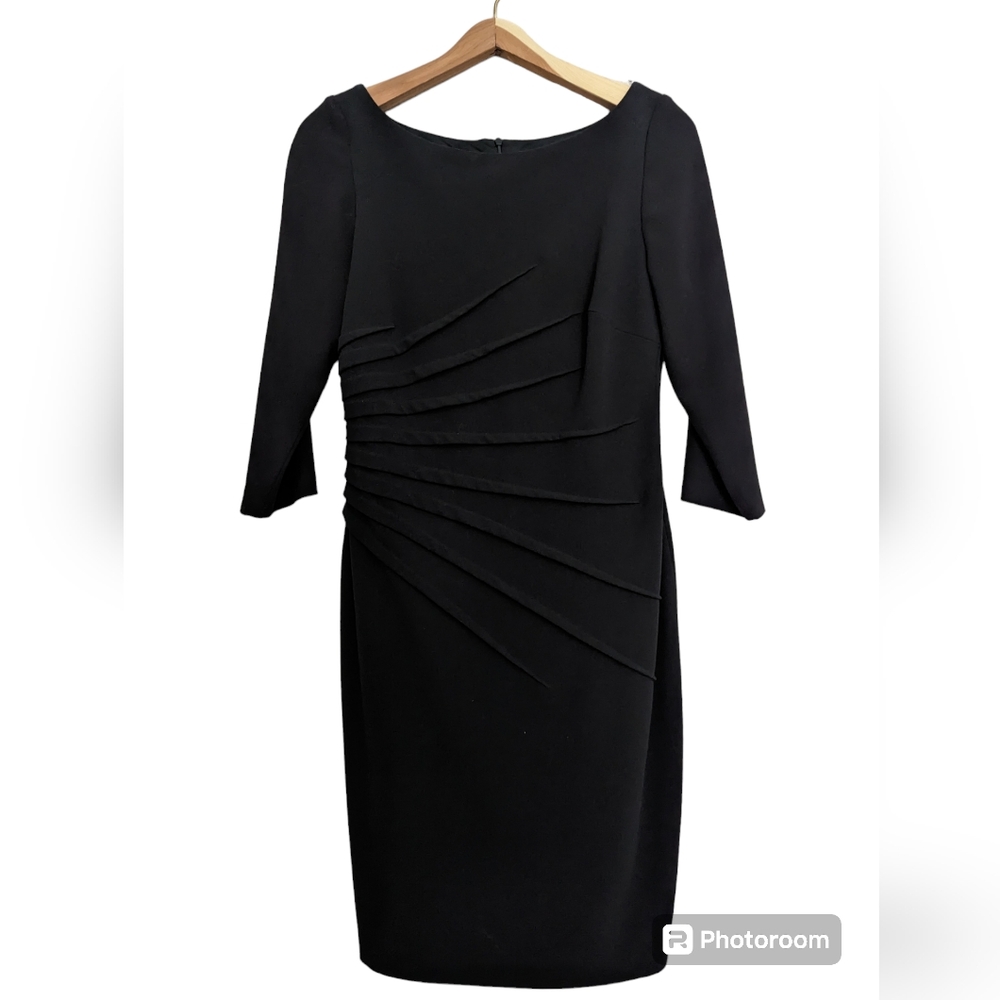 DAVID MEISTER Black Midi Sheath Dress Size 8